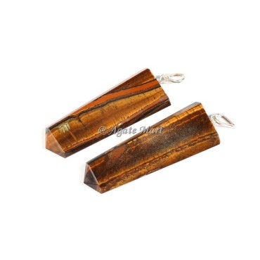 Flat Tiger Eye Faceted Pencil Pendant