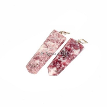 Flat Lepidolite Faceted Pencil Pendant
