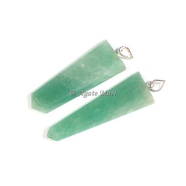 Flat Green Aventurine Faceted Pencil Pendant