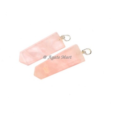 Flat Rose Quartz Faceted Pencil Pendant