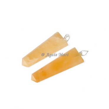 Flat Golden Quartz Faceted Pencil Pendant