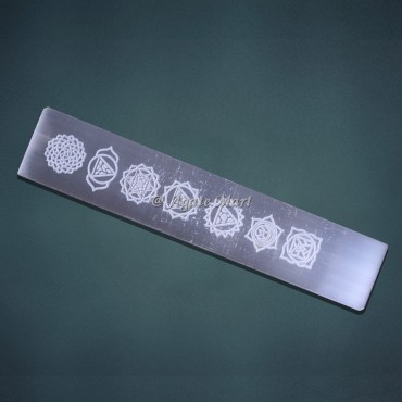 7 Chakra flat Selenite Massage Wand