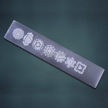 7 Chakra Healing Selenite Plain Wand