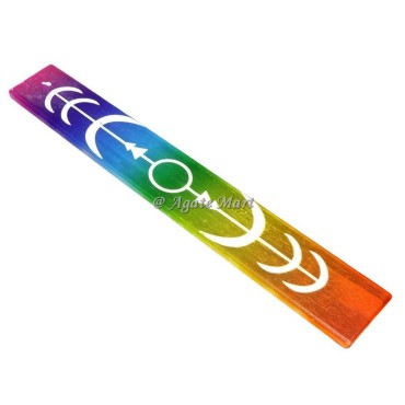 Selenite 7 Chakra Rainbow Engraved Wand