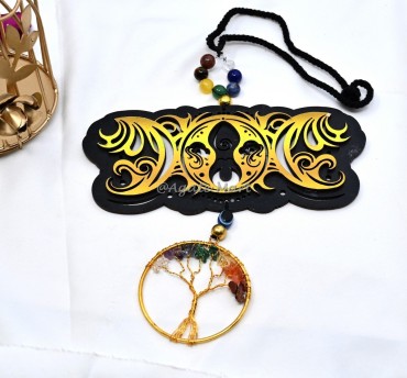 Goddess Moon With Evil Eye And 7 Chakra Beads And Tree Of Life