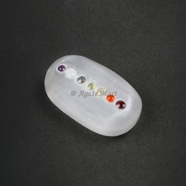 Seven Chakra Selenite Palm Stone