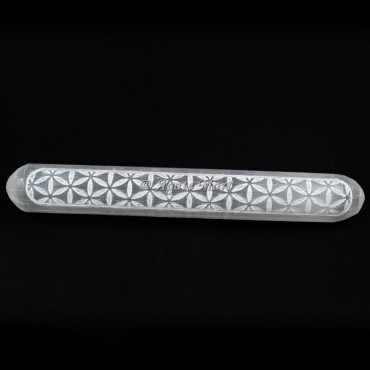 Flower Of Life Selenite Healing Wand