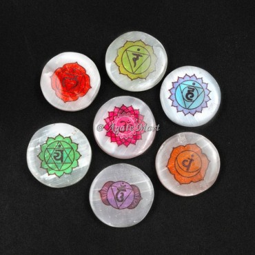 7 Chakra Symbol Selenite Set