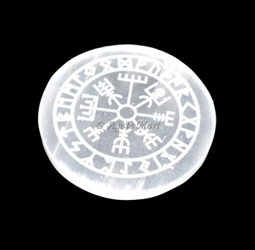 Helm Of Awe Engraved Selenite Charging Plate