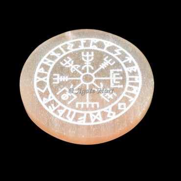 Helm Of Awe Engraved Selenite Charging Plate