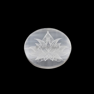 Lotus Etched Selenite Charging Plate