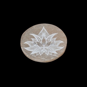 Lotus Etched Orange Selenite Charging Plate