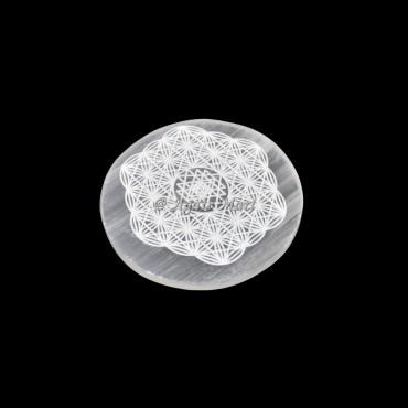 Flower Of Life With Metatron Selenite Charging Plate