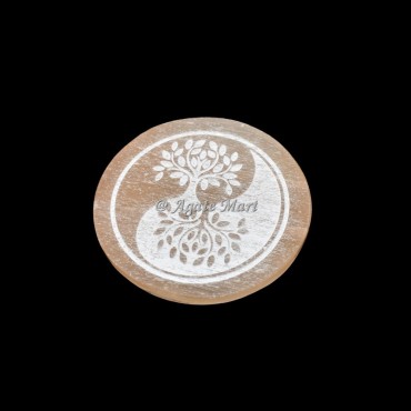 Ying Yang Tree Of Life Orange Selenite Charging Plate