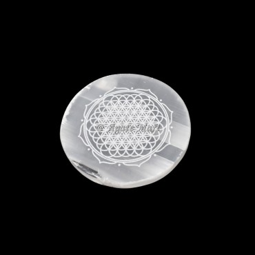 Yantra Flower Of Life Selenite Charging Plate