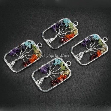 Tree Of Life Rectangle Shape Pendant in Vertical