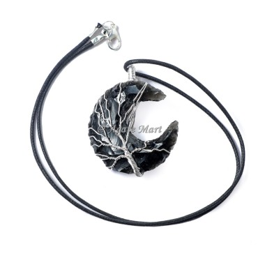 Black Obsidian Star with strar wrap Pendant