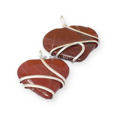 Red Jasper Heart Wire Wraped Pendants