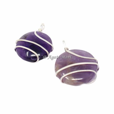 Amethyst Circle Wire Wraped Pendant