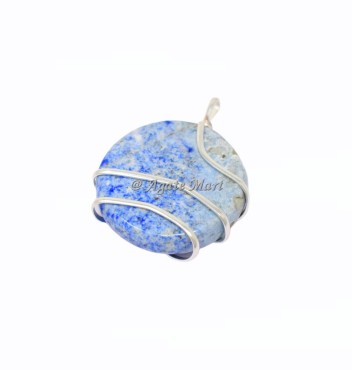 Lapis Lazuli Circle Wire Wraped Pendant