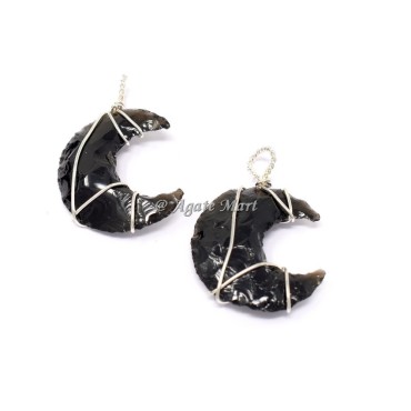 Black Obsidian Moon Star Pendants